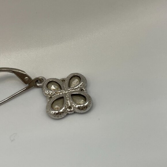 Sterling Silver 925 Blue Topaz Clover Drop Earrings Leverback Hook - Picture 6 of 11